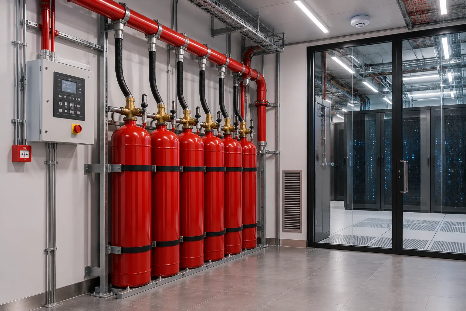 Gas Suppression System — representative visual (illustrative scene, not a project photograph)