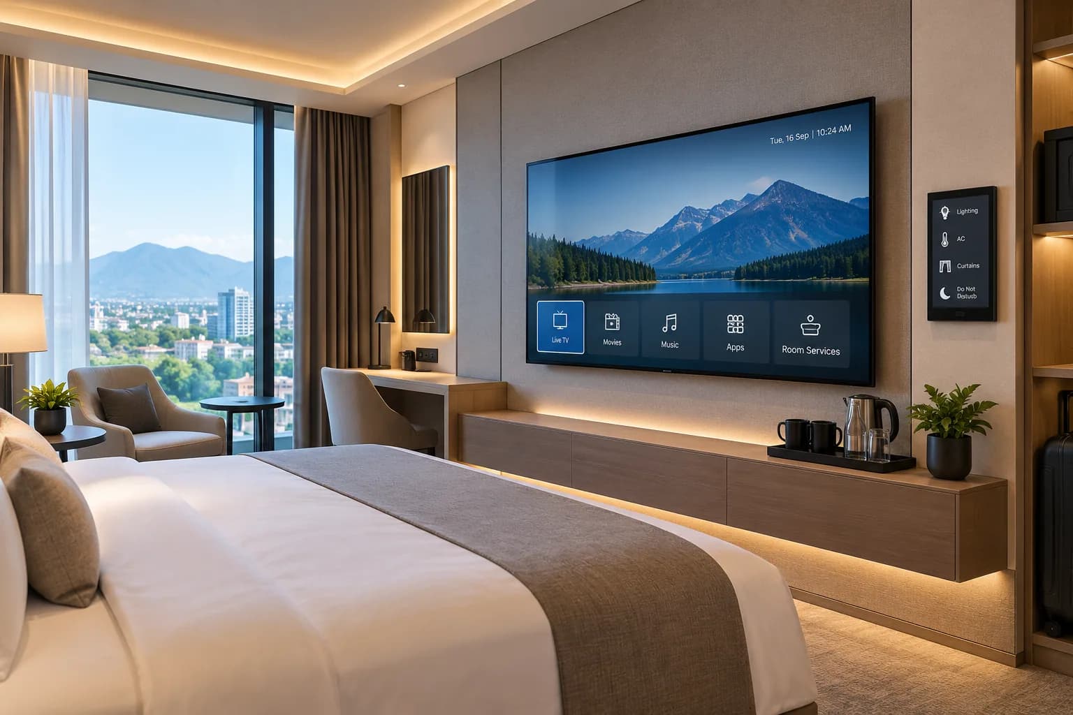 IPTV & Hospitality TV — representative visual (illustrative scene, not a project photograph)