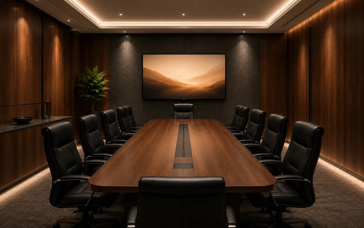 Concept render — 10-seat meeting room