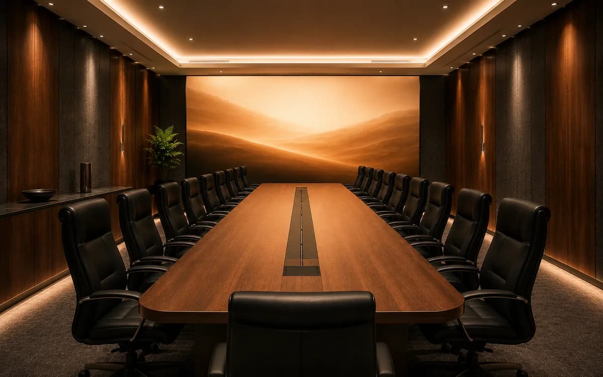 Concept render — 20-seat boardroom