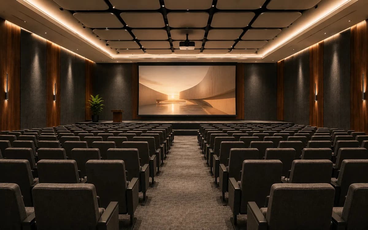 Concept render — 50-seat conference room