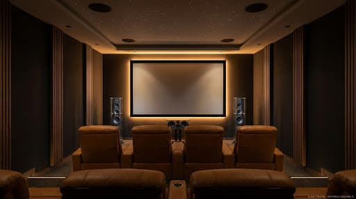 Home Theatre interior — Waterfall Niagara III glass-cabinet reference