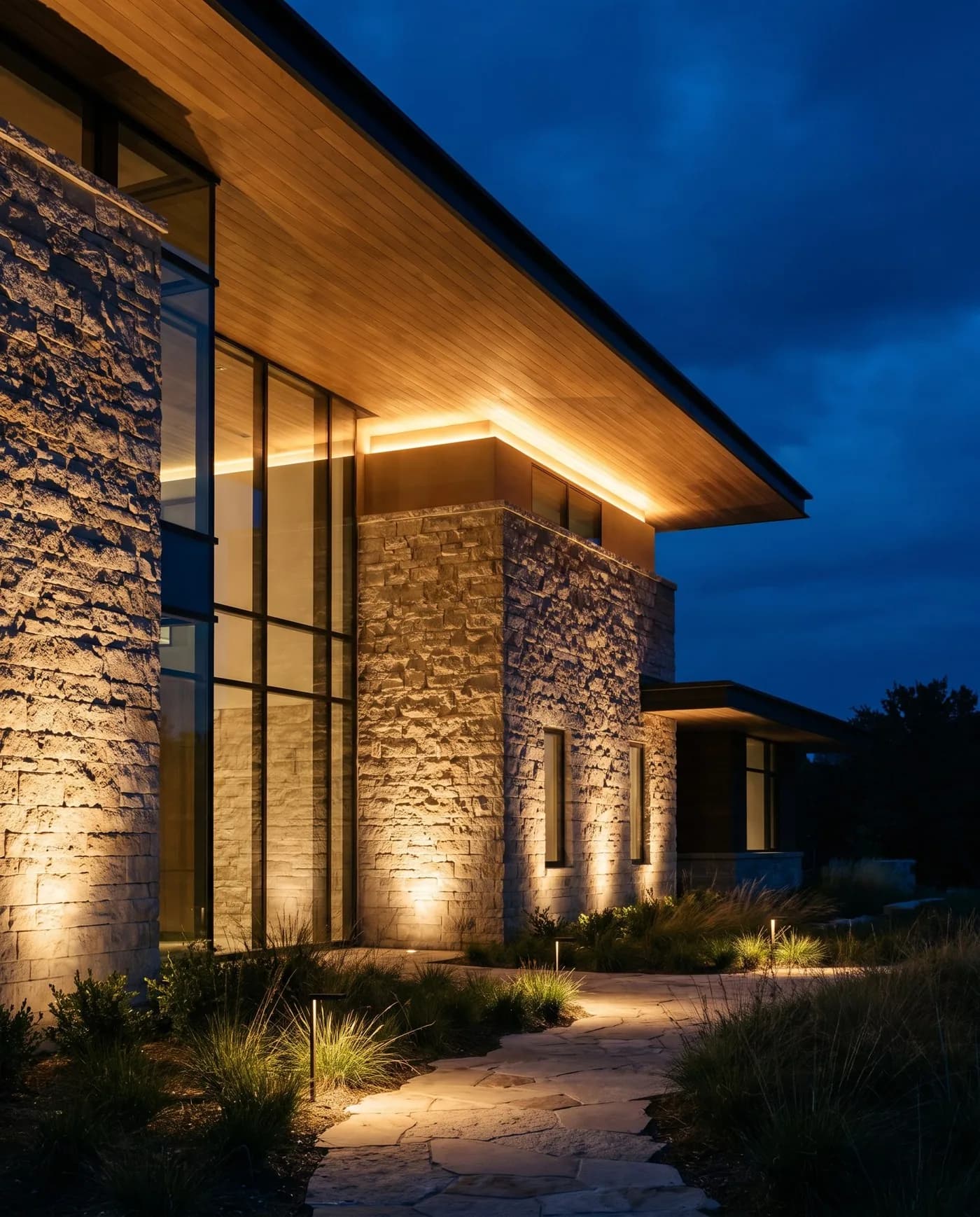 Architectural & Façade Lighting — representative visual (illustrative scene, not a project photograph)