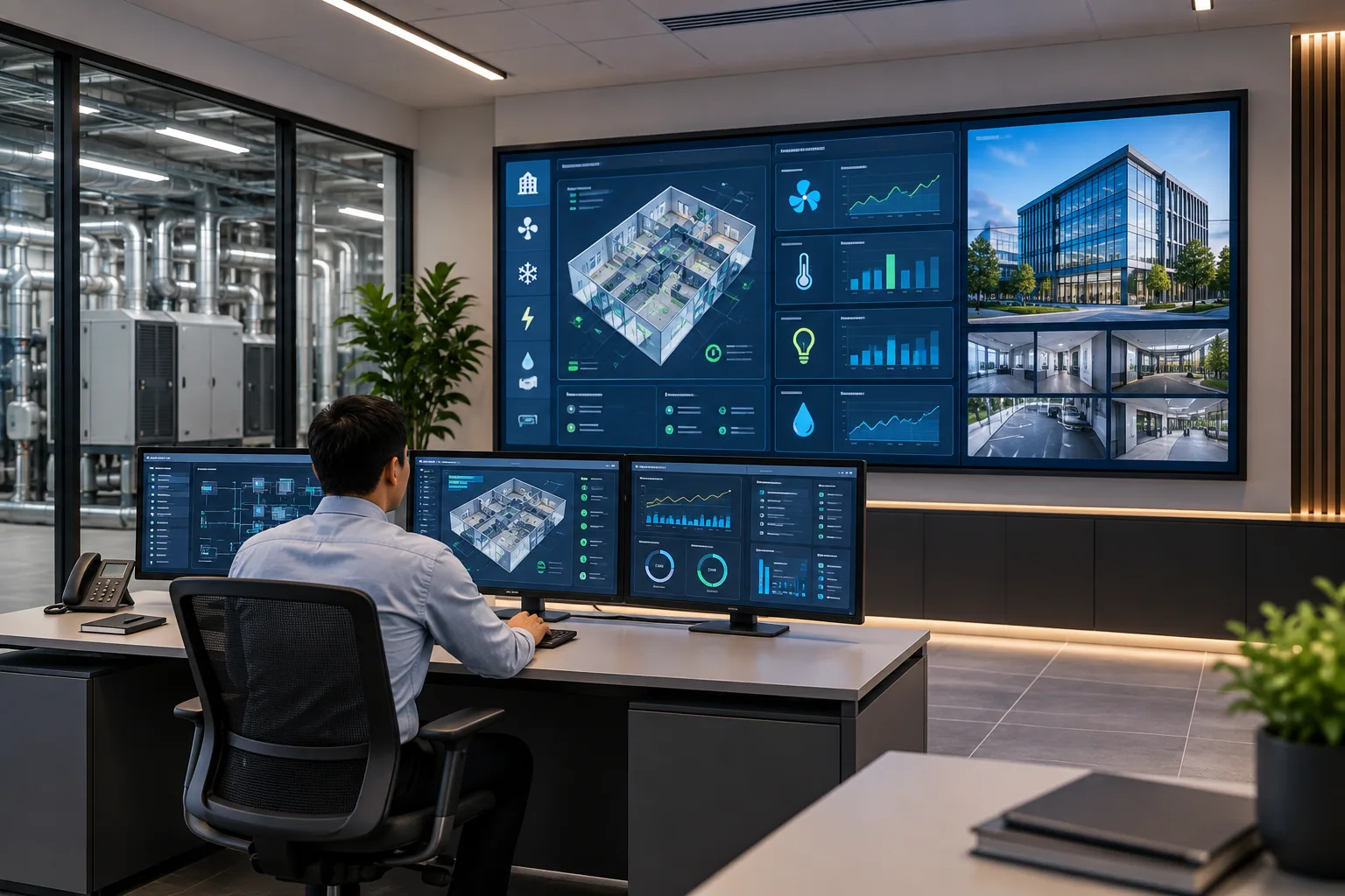 Illustrative BMS technology environment — a conceptual scene, not a TechnoGuru project photograph.