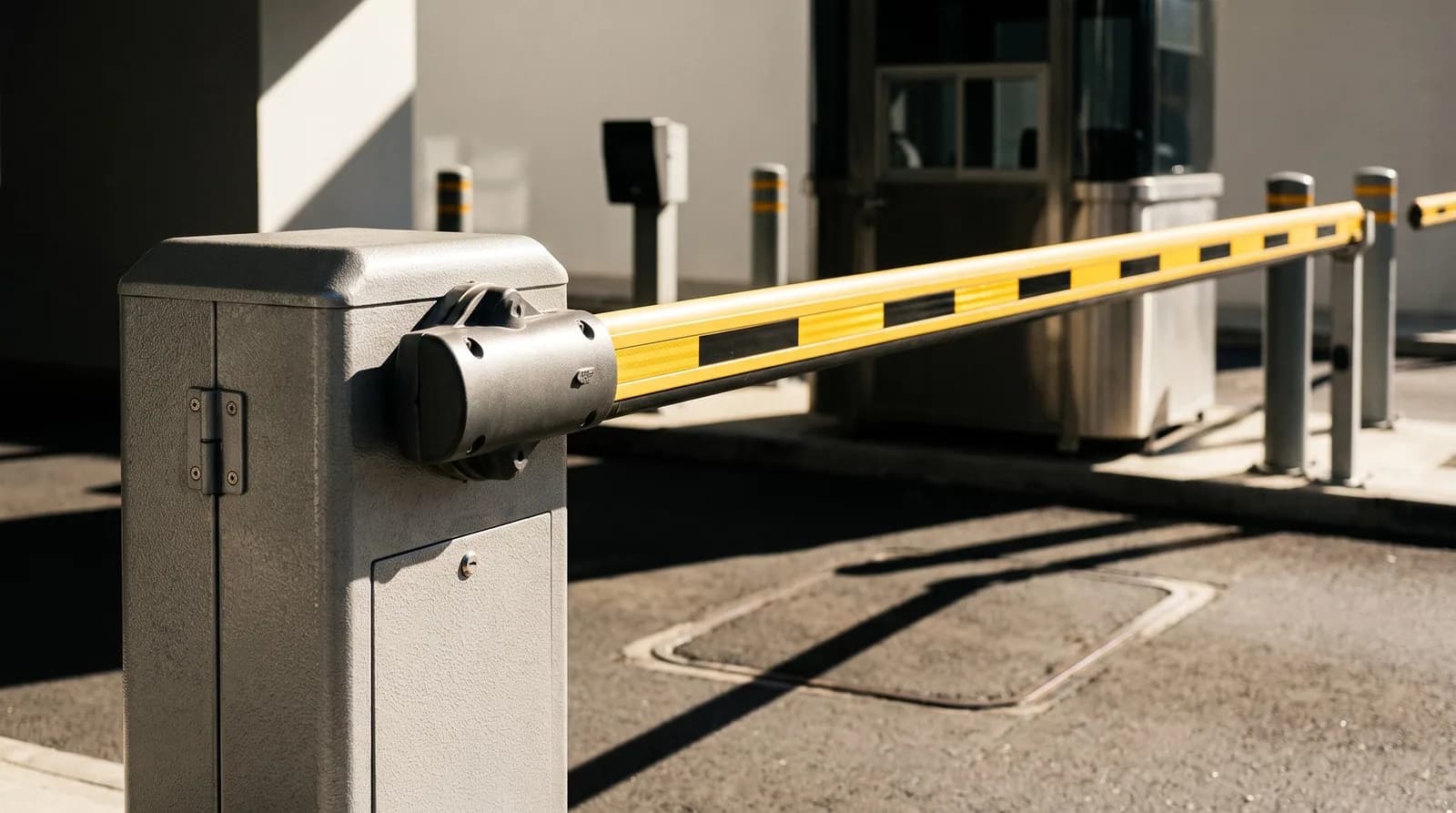 Boom Barriers & Motorised Gates — representative visual (illustrative scene, not a project photograph)