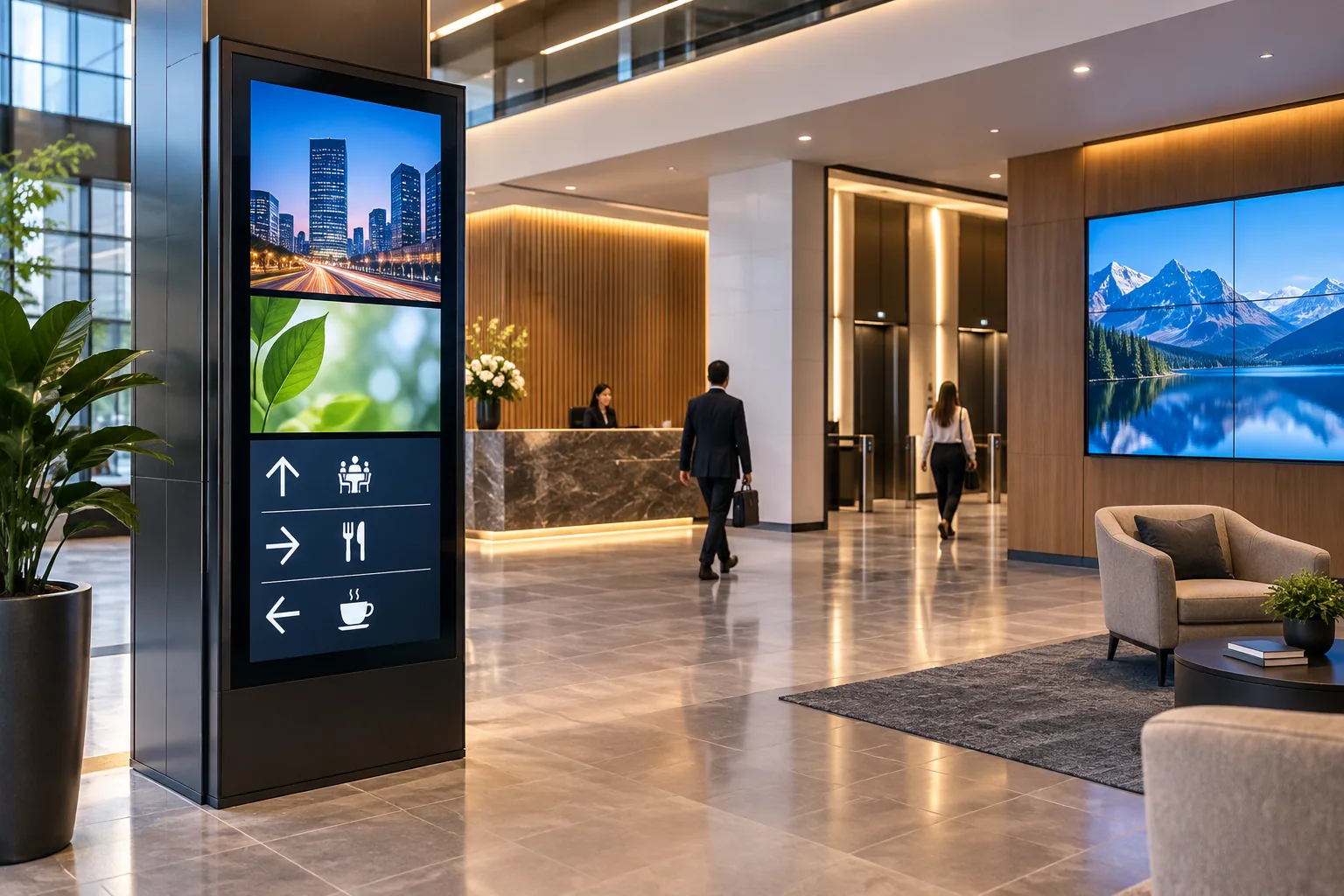 Digital Signage & Wayfinding — representative visual (illustrative scene, not a project photograph)