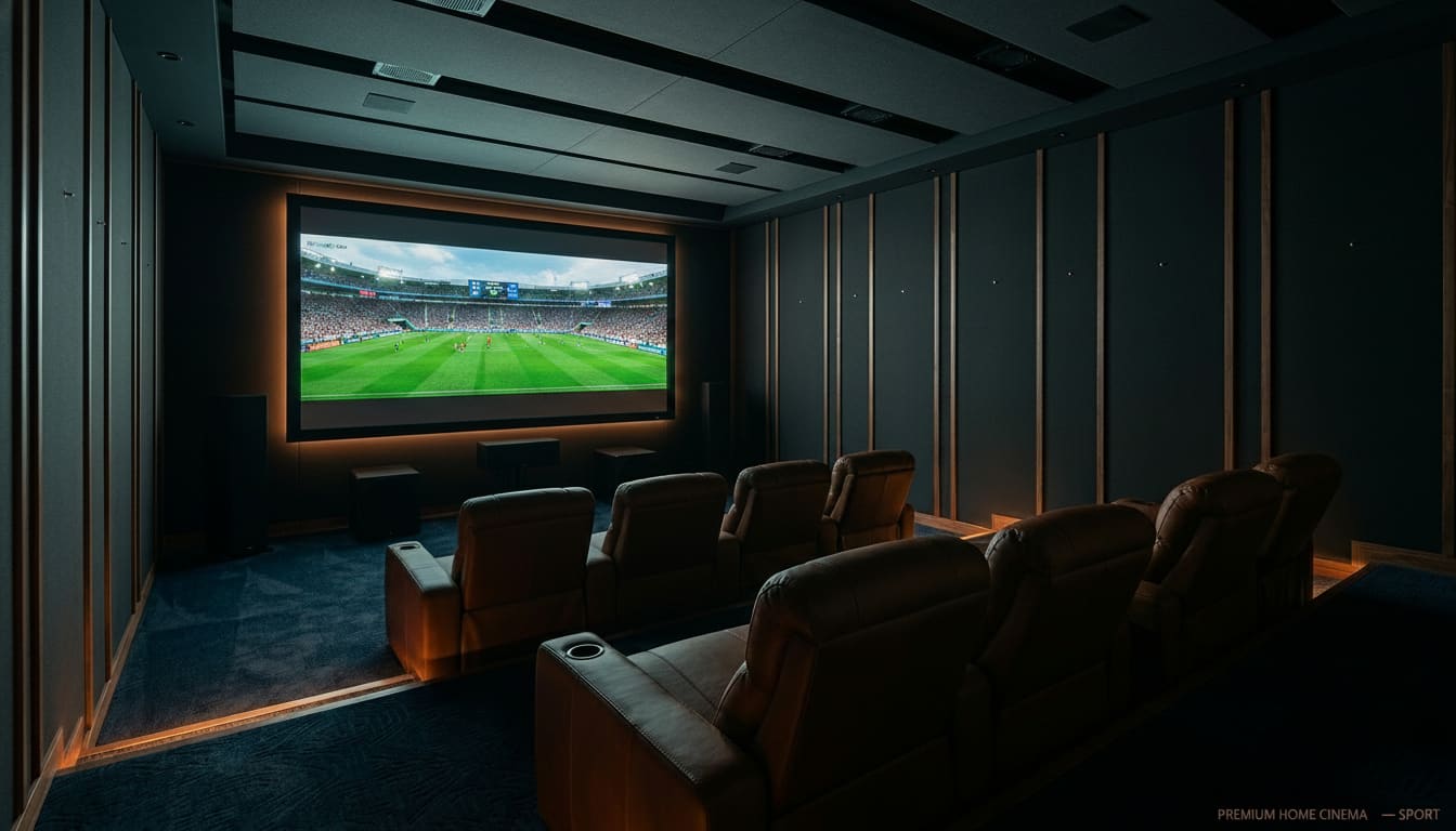 Premium home cinema — Sport scene · photoreal 3D render